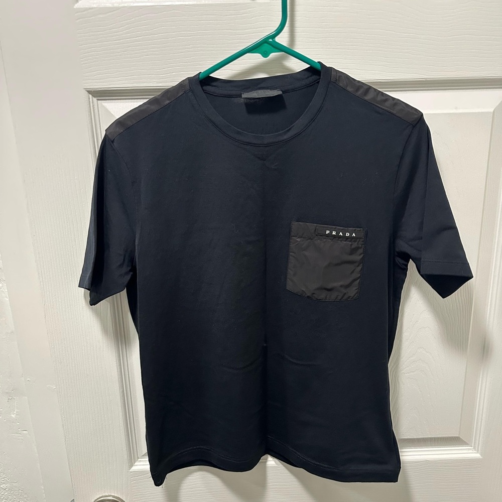 Prada Black Short Sleeve Tee with Minimalist Design